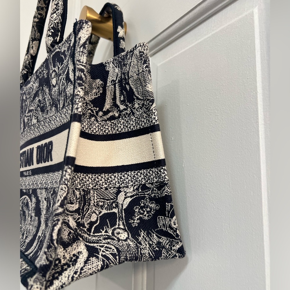 CHRISTIAN DIOR Canvas Embroidered Small Book Tote Blue - Picture 6 of 13